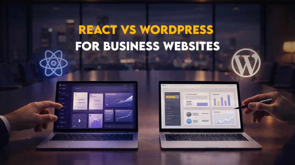 React and WordPress platforms used for modern business websites