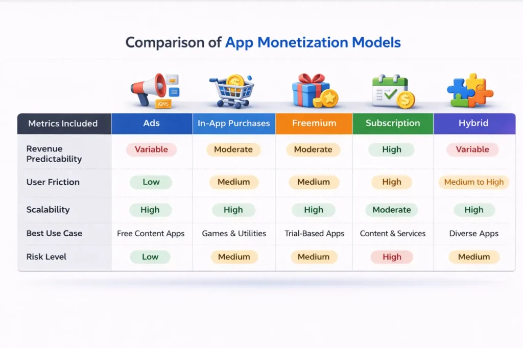  Comparison of App Monetization Models