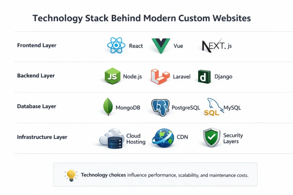 Technology Stack Behind Modern Custom Websites