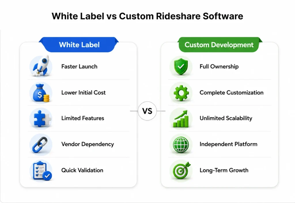 White Label vs Custom Rideshare Software